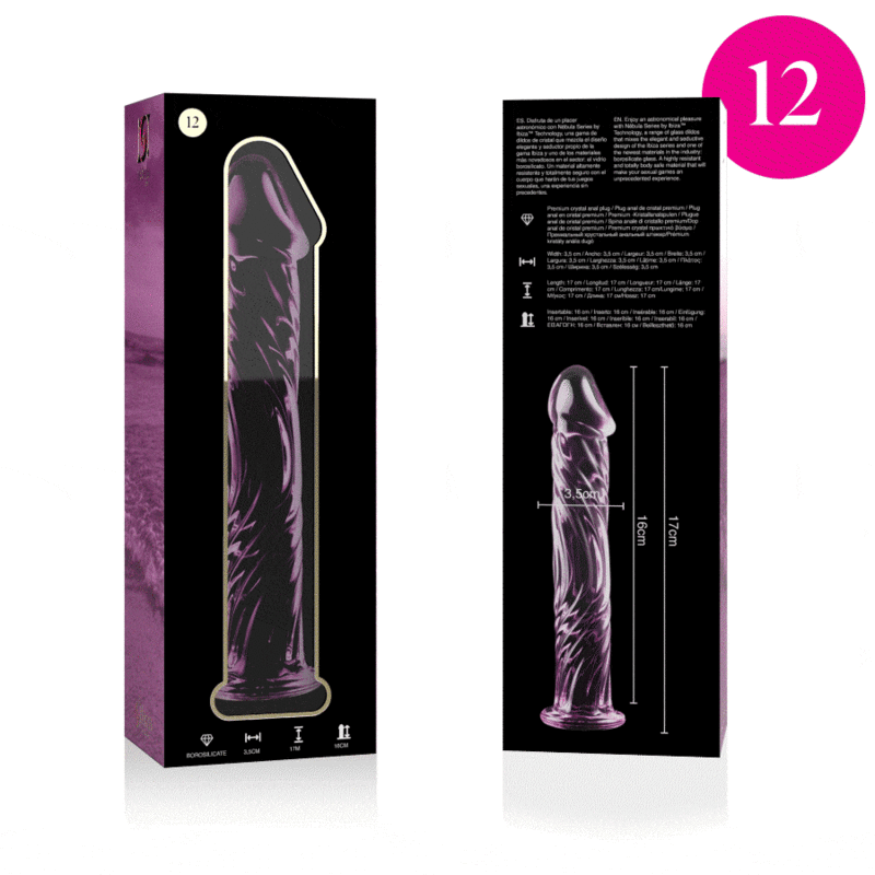 Dildo Cristal Nebula Series By Ibiza - Modelo 12 Borosilicato 17 X 3.5 Cm Rosa