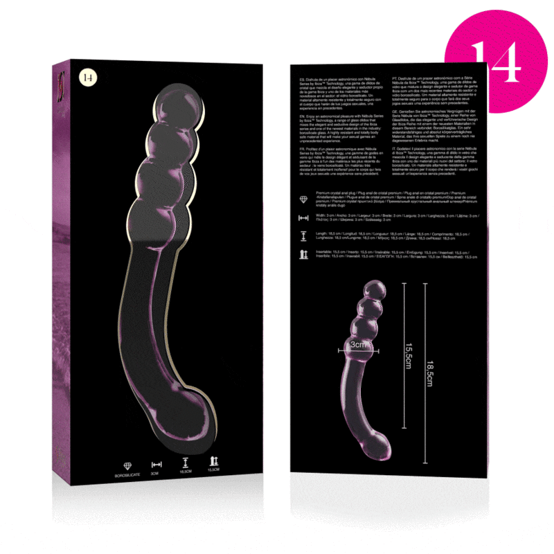 Dildo Cristal Nebula Series By Ibiza - Modelo 14 Borosilicato 18.5 X 3 Cm Rosa