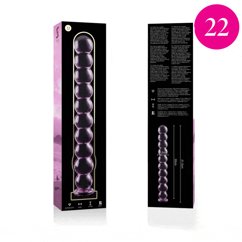 Dildo Nebula Series By Ibiza Modelo 22 Cristal Borosilicato 21.5 X 2.5 Cm Rosa