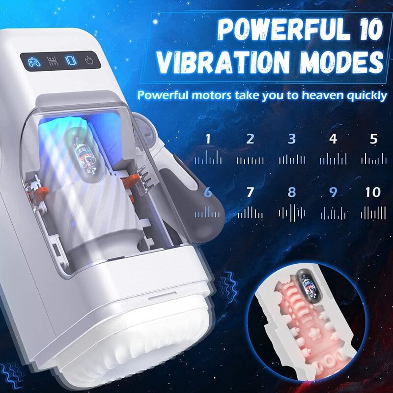 Masturbador Game Cup Masculino Con Vibración Y Función Calor Con Soporte Para Móviles - Negro