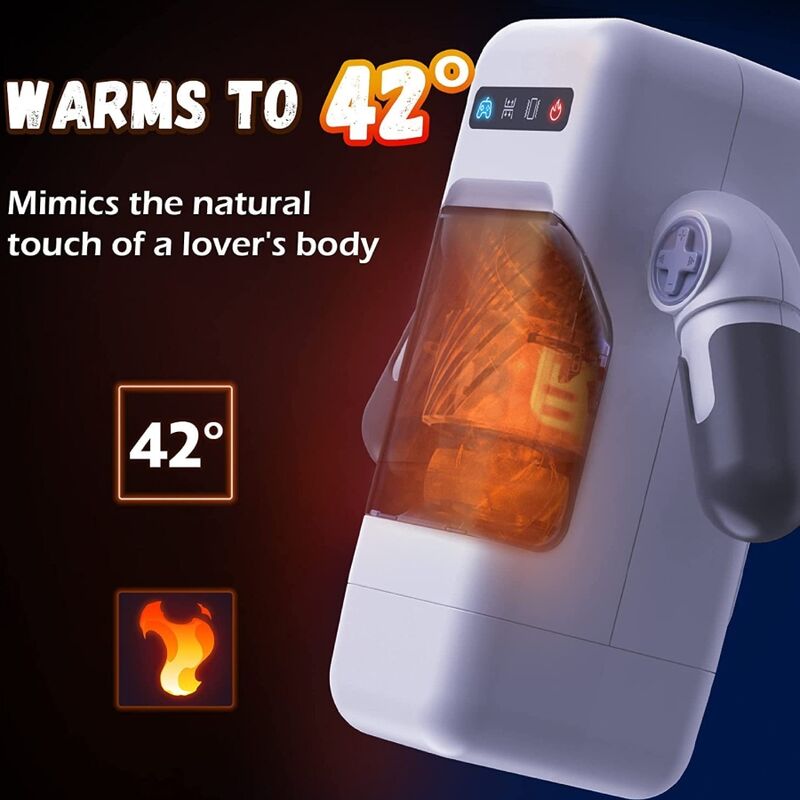 Masturbador Game Cup Masculino Con Vibración Y Función Calor Con Soporte Para Móviles - Negro