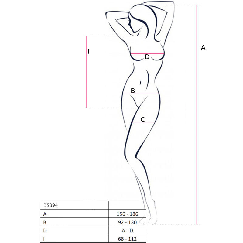 Passion - Bs094 Bodystocking Negro Talla Única