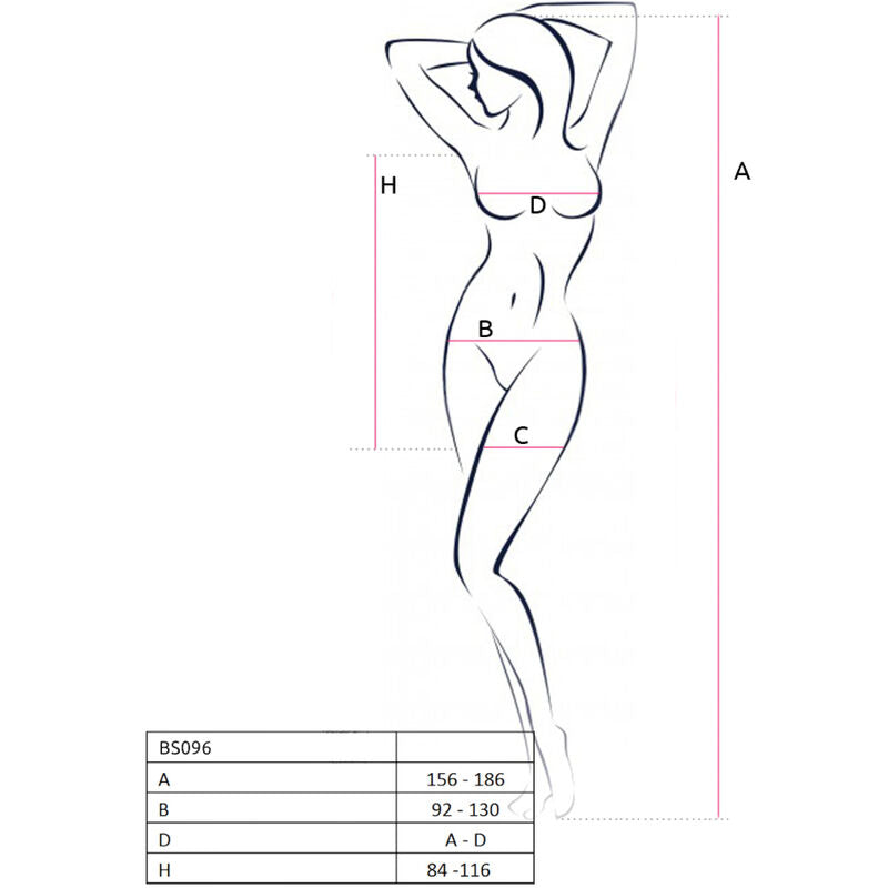 Passion - Bs096 Bodystocking Blanco Talla Única