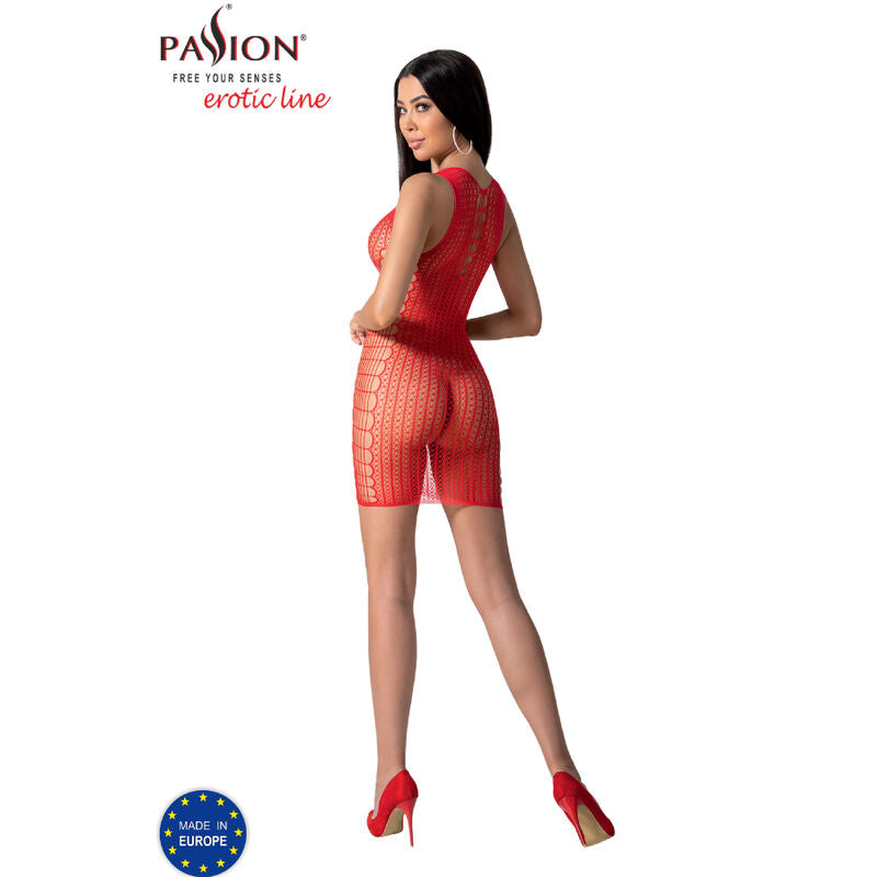 Passion - Bs097 Bodystocking Rojo Talla Unica
