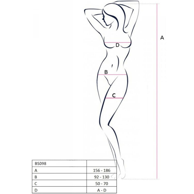 Passion - Bs098 Bodystocking Negro Talla Única