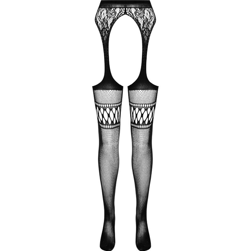 Passion - S026 Medias Con Liguero Negro Talla Única
