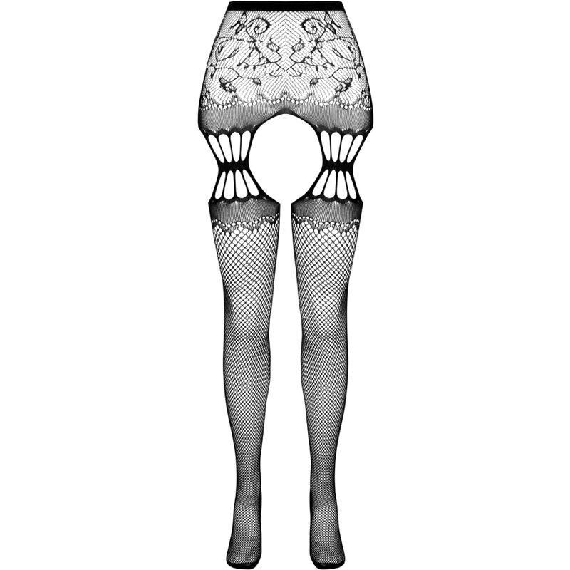 Passion - S027 Medias Con Liguero Negro Talla Única