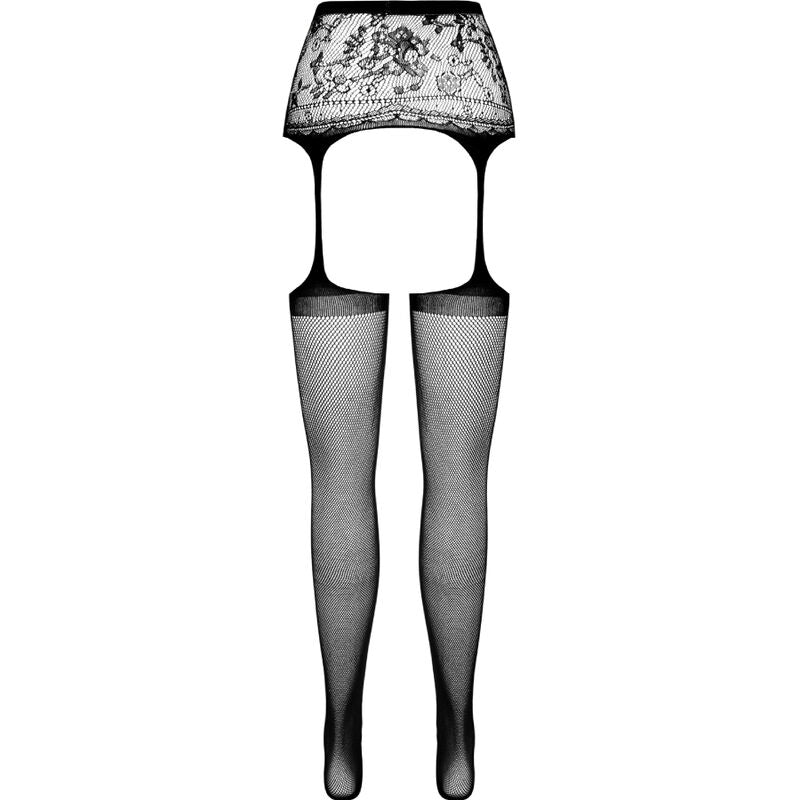 Passion - S028 Medias Con Liguero Negro Talla Unica