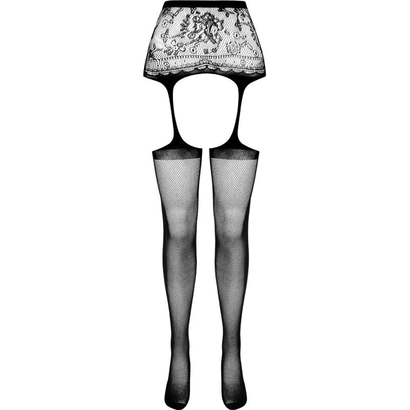 Passion - S028 Medias Con Liguero Negro Talla Unica