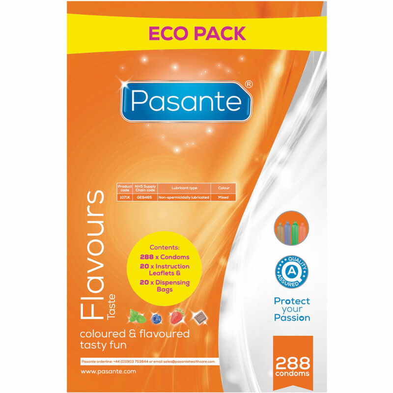 Preservativo Pasante Eco Pack Sabores Bolsa 288 Unidades