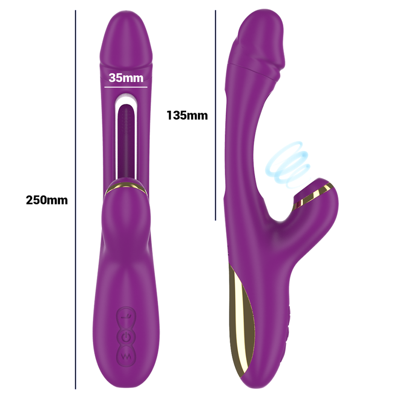 Intense - Ateneo Vibrador Multifunción Recargable 7 Vibraciónes Con Lengua Oscilante Y Succionador Morado