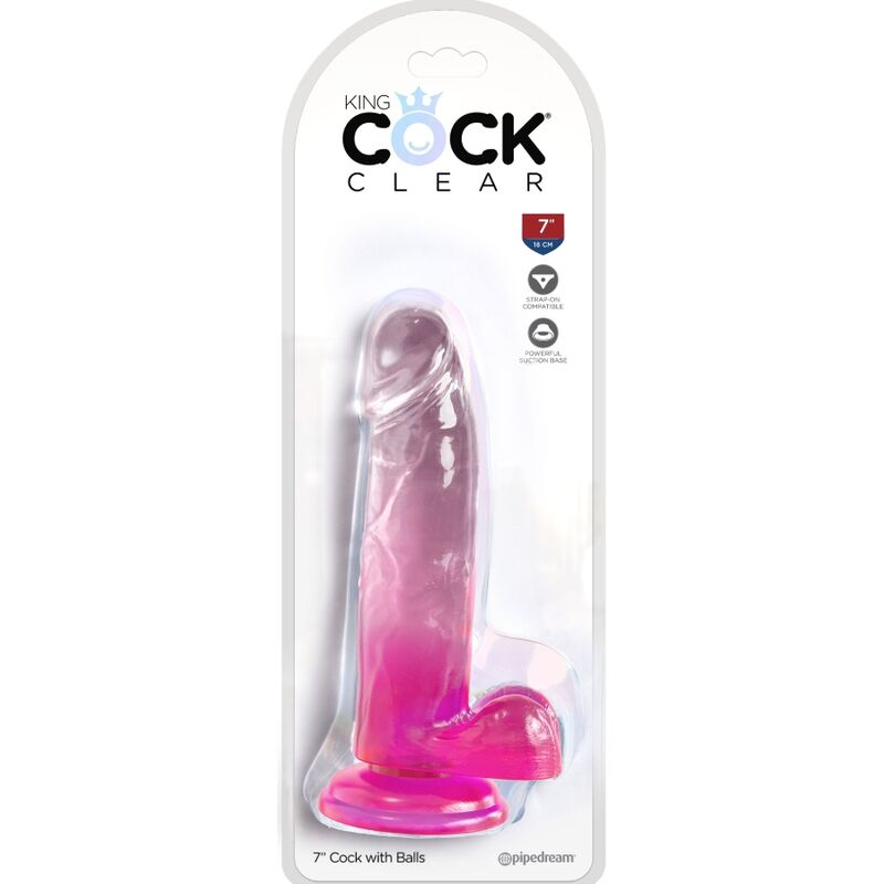 King Cock - Clear Pene Realistico Con Testiculos 15.2 Cm Rosa