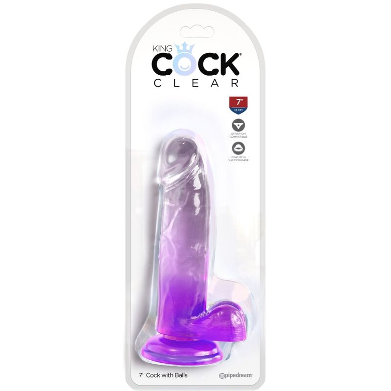 King Cock - Clear Pene Realistico Con Testiculos 15.2 Cm Morado