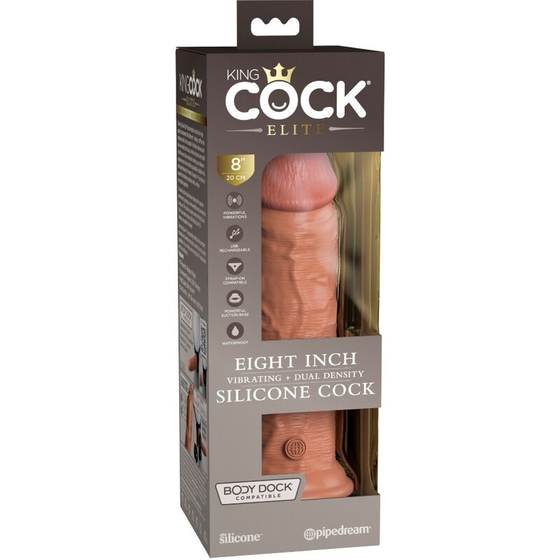 King Cock - Elite Dildo Realistico Vibrador & Silicona 20.3 Cm Caramelo