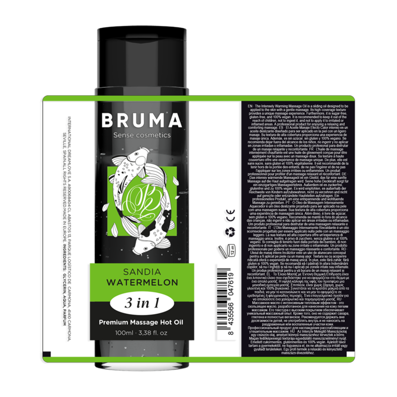 Bruma - Aceite De Masaje Premium Efecto Calor Sabor Sandía 3 En 1 - 100 Ml