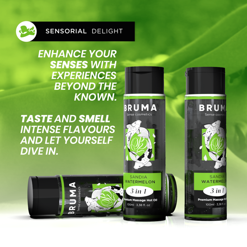 Aceite De Masaje Bruma Premium Efecto Calor Sabor Sandía 3 En 1