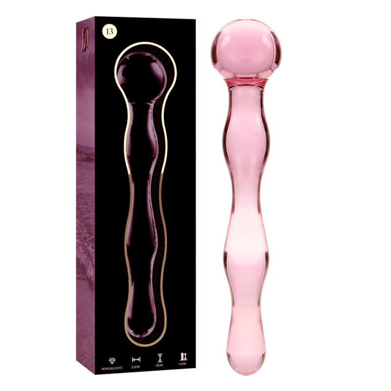 Dildo Cristal Nebula Series By Ibiza - Modelo 13 Borosilicato 18 X 3.5 Cm Rosa