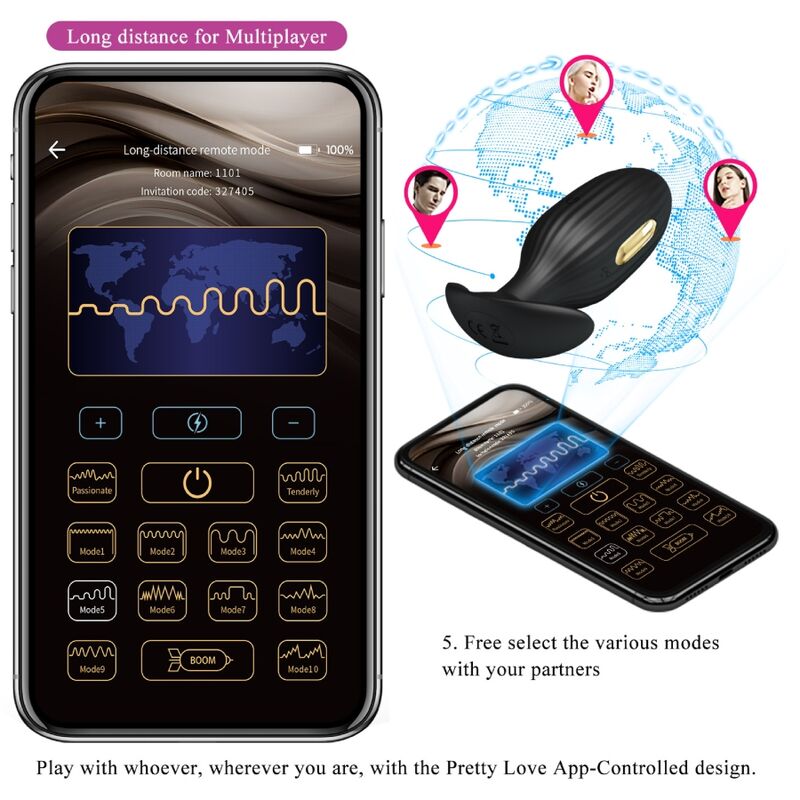 Pretty Love - Jefferson Plug Anal Controlado Por App Negro
