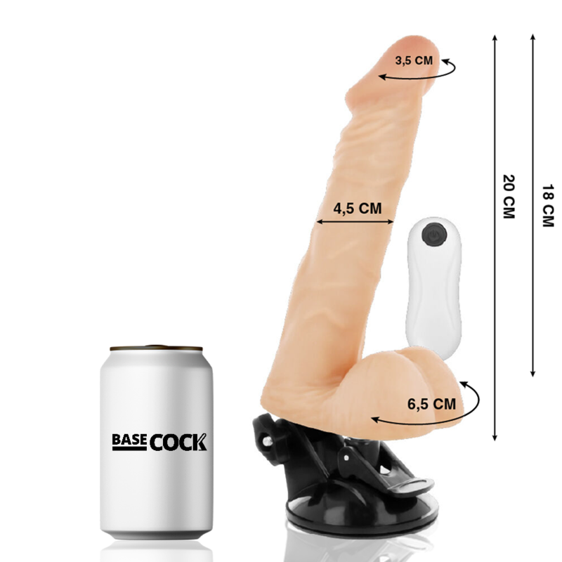 Basecock - Vibrador Articulable Control Remoto Natural 20 Cm -O- 4.5 Cm