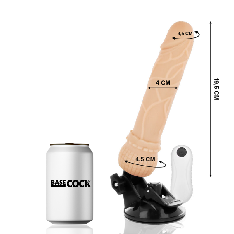 Basecock - Vibrador Realistico Control Remoto Natural 19.5 Cm -O- 4 Cm