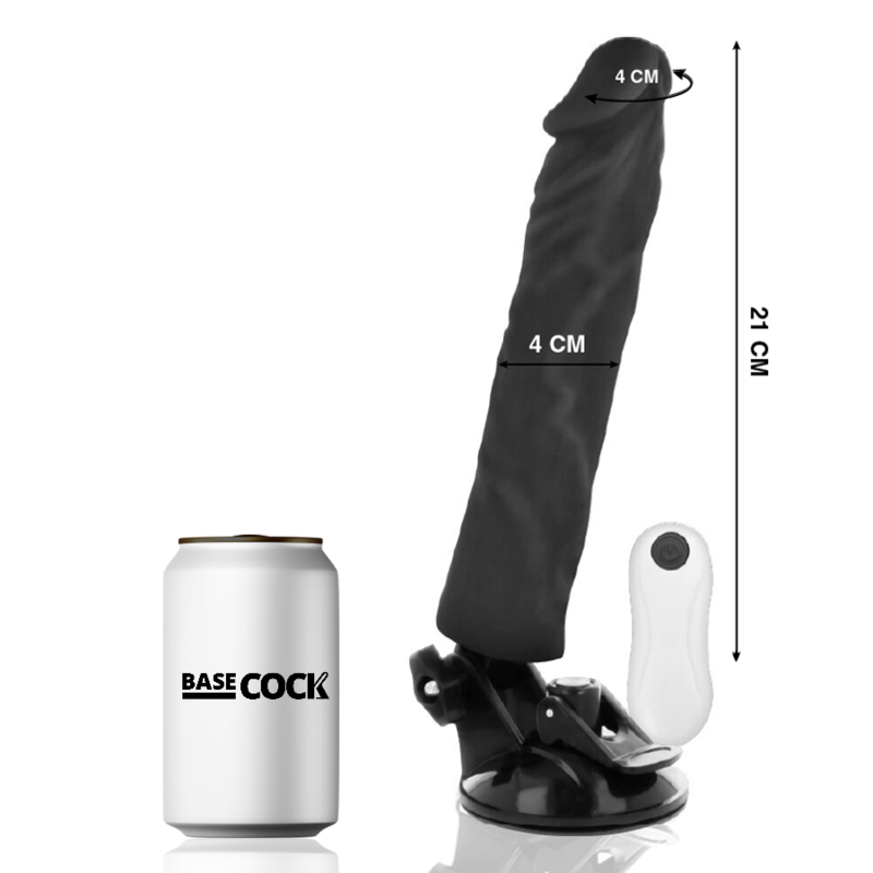 Basecock - Vibrador Realistico Control Remoto Negro 21 Cm -O- 4 Cm