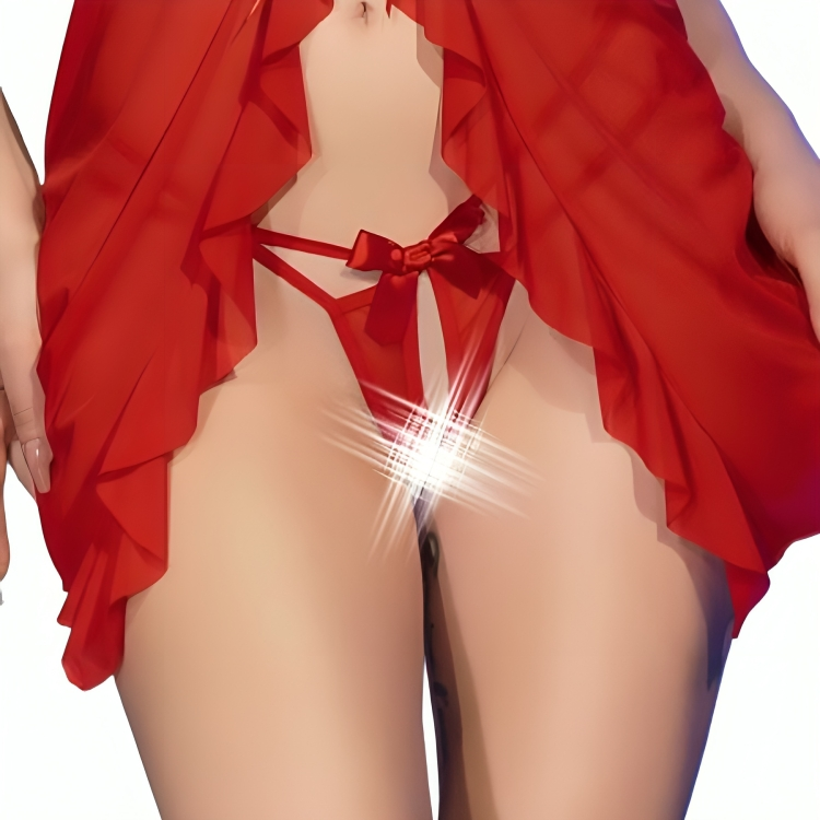 Chilirose - Cr 4696 Babydoll & Tanga Crotchless Rojo L/xl