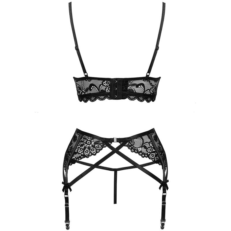 Livco Corsetti Fashion - Moridam Lc 90552 Sujetador + Liguero + Panty Negro S/M