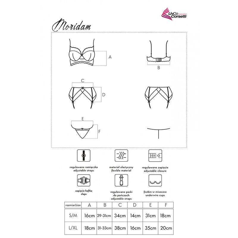 Livco Corsetti Fashion - Moridam Lc 90552 Sujetador + Liguero + Panty Negro L/Xl