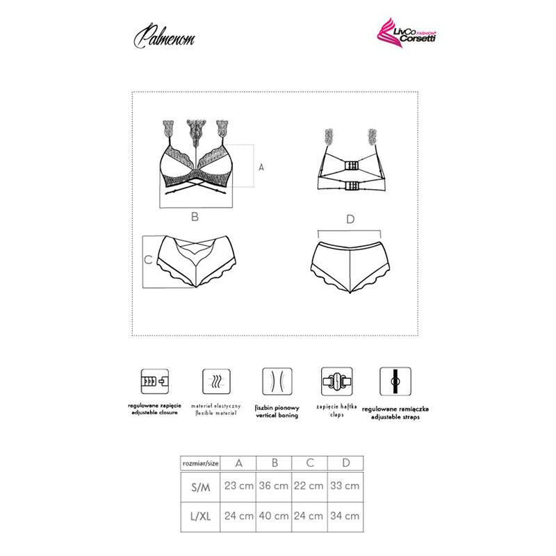 Livco Corsetti Fashion - Palmenom Lc 90614 Sujetador + Panty Negro L/Xl