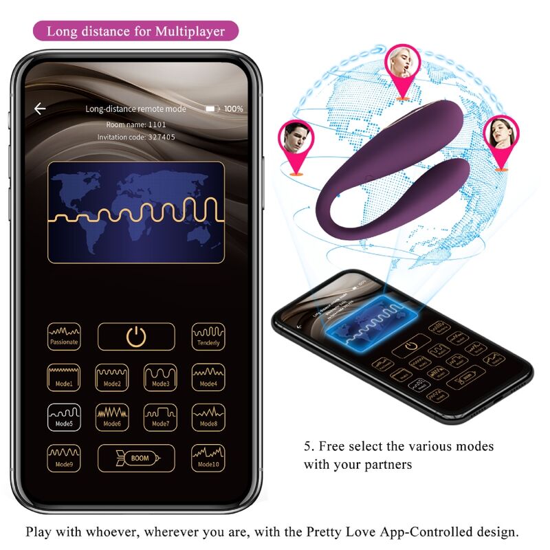 Pretty Love - August Vibrador Doble Placer App Remote