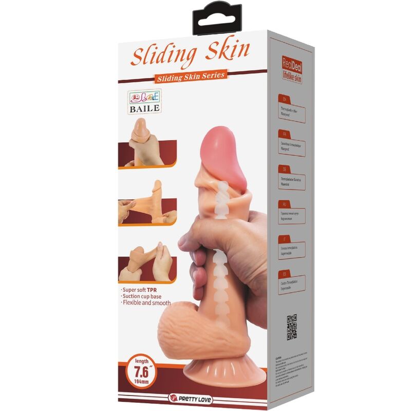 Pretty Love - Sliding Skin Series Dildo Realístico Con Ventosa Piel Deslizante 19.4 Cm