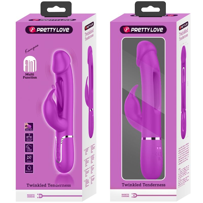 Pretty Love - Kampas Vibrador Rabbit 3 En 1 Multifunción Con Lengua Violeta