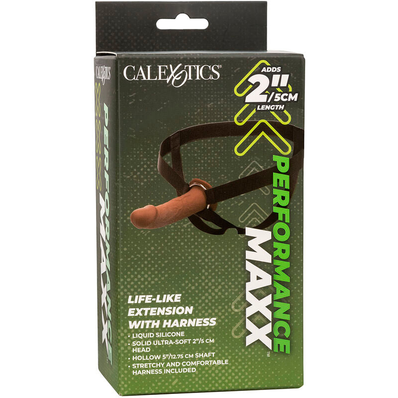 Calexotics - Performance Maxx Extensión Realista Con Arnés Piel Moreno