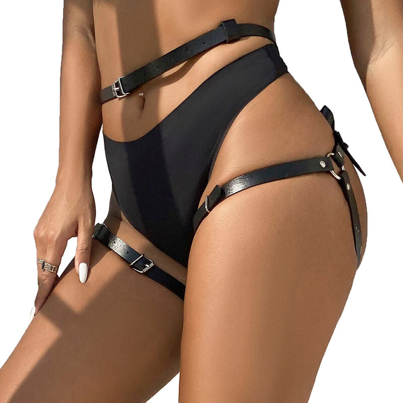 Subblime - Arnés Cintura Y Piernas Cuero Negro Talla Única
