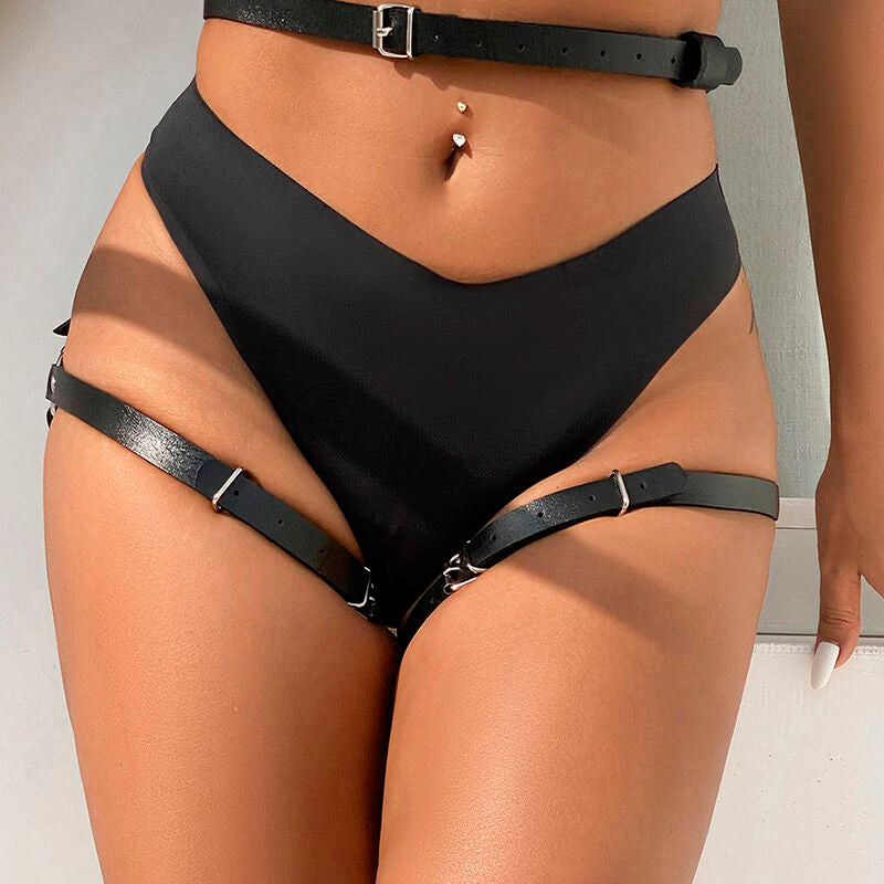 Subblime - Arnés Cintura Y Piernas Cuero Negro Talla Única