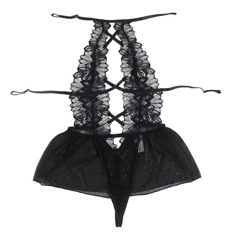 Subblime - Teddy Cuello Halter Espalda Descubierta Encaje Negro S/m