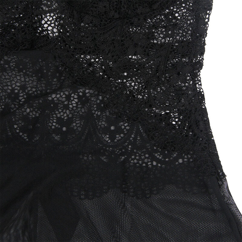 Subblime - Babydoll Tela De Tul Detalle Encaje Y Flor Negro L/Xl