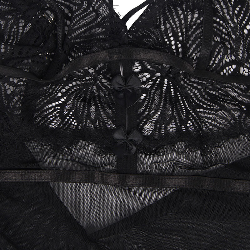 Subblime - Babydoll Con Tirantes Ajustables De Encaje Negro L/Xl