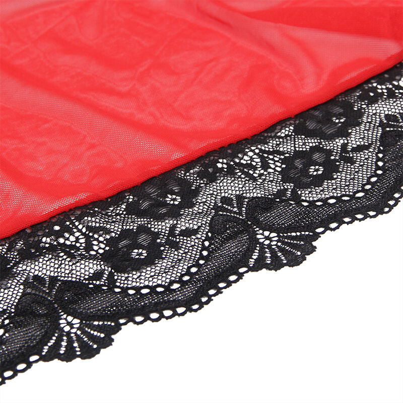 Subblime - Bata Tela Transparente Detalle Encaje Rojo L/Xl