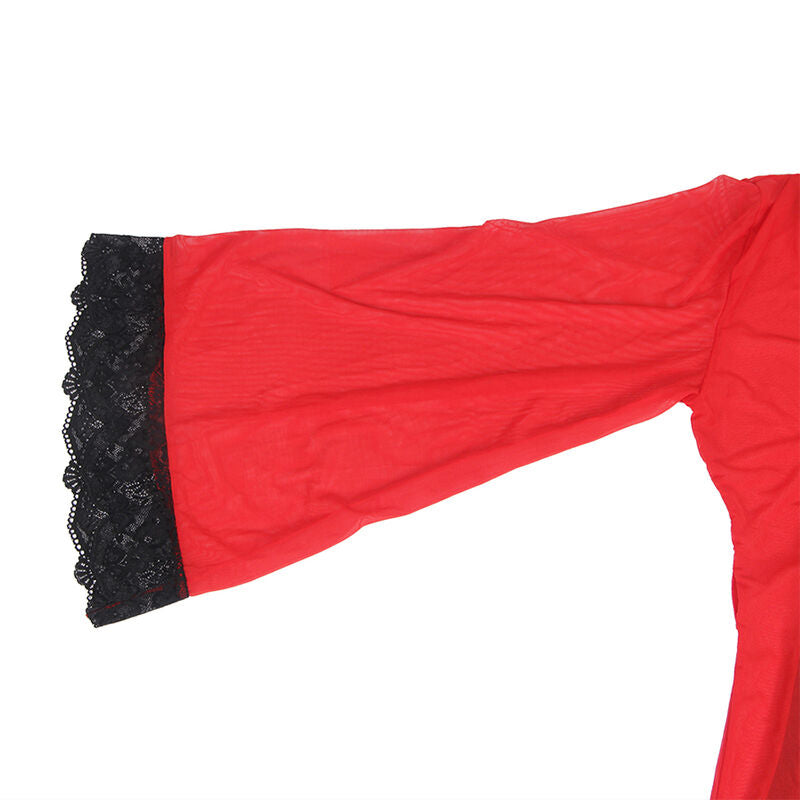 Subblime - Bata Tela Transparente Detalle Encaje Rojo L/Xl
