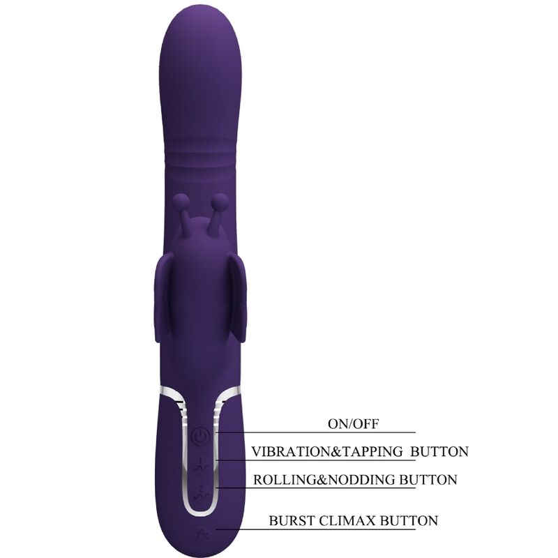 Pretty Love - Vibrador Rabbit Multifunción 4 En 1 Mariposa Morado