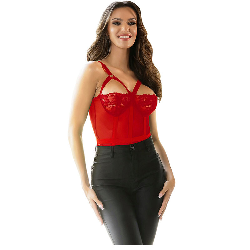 Subblime - Teddy Con Liguero Detalle Tiras Pecho Rojo S/m