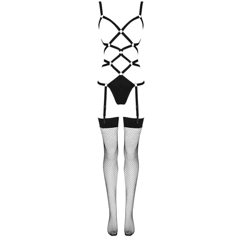 Livco Corsetti Fashion - Thiara Lc 20213 Set Body + Medias Negro L/Xl
