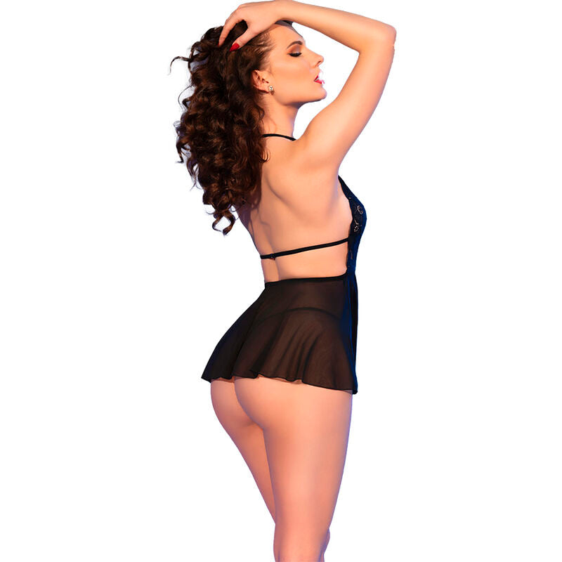 Chilirose - Cr 4720 Babydoll & Tanga Negro M