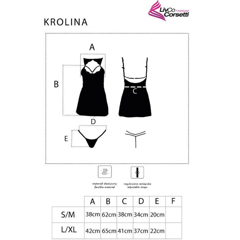 Livco Corsetti Fashion - Krolina Lc 90734 Chemise + Tanga Negro S/M