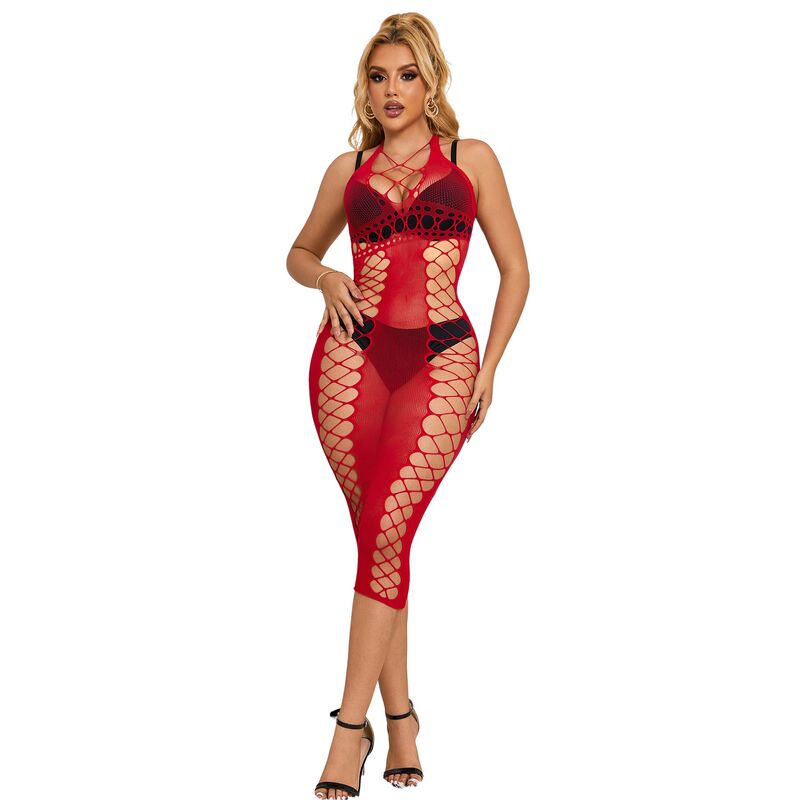 Subblime - 952327 Vestido De Rejilla Largo Rojo Talla Única