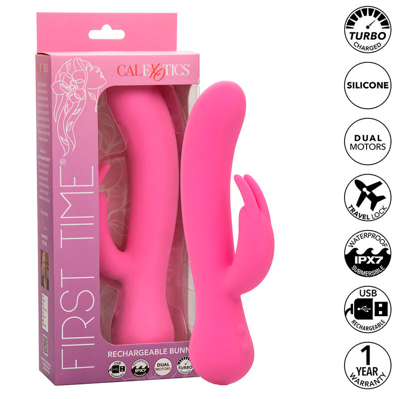 Calexotics - First Time Vibrador Rabbit Recargable Rosa