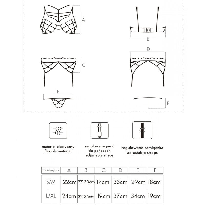 Livco Corsetti Fashion - Soledad Lc 20217 Sujetador + Panty + Liguero L/Xl