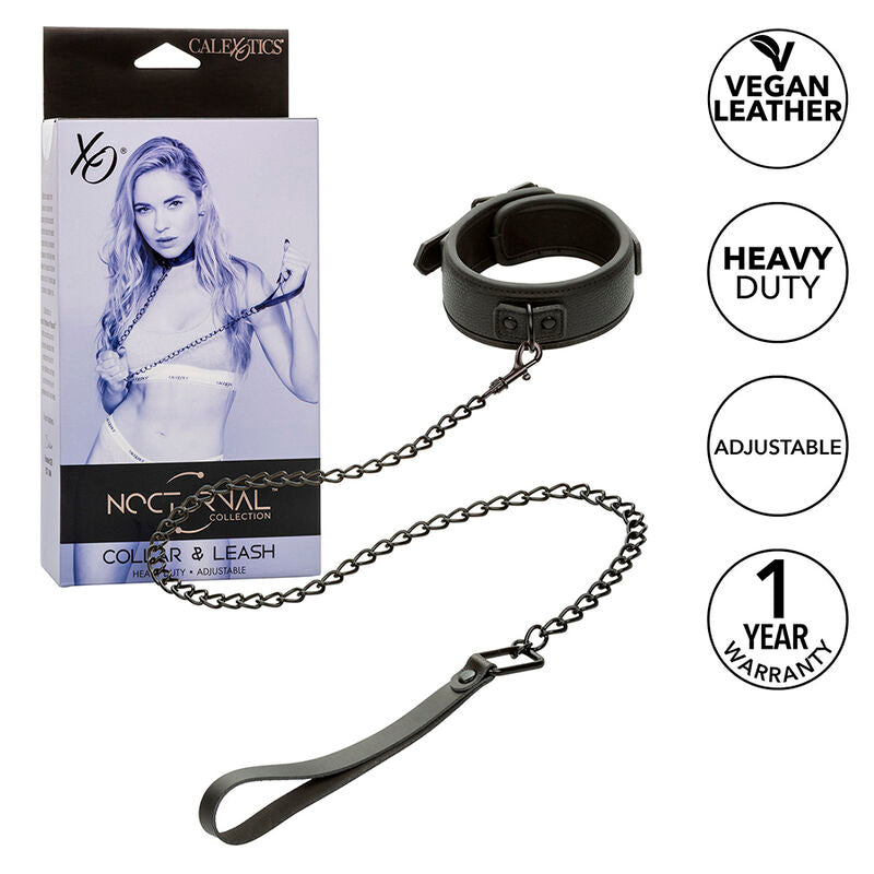 Calexotics - Nocturnal Collar Y Correa Cuero Ajustable Negro