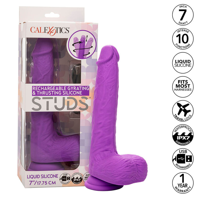 Calexotics - Studs Vibrador Recargable Y Giratorio 10 Vibraciones Violeta